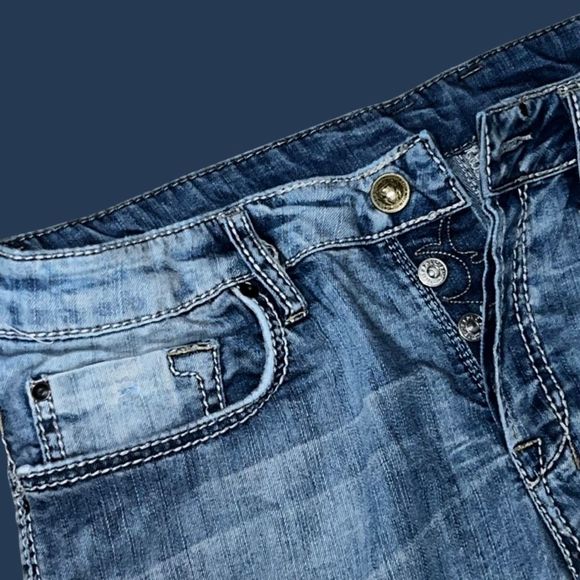 Mens Buffalo Six Distressed Straight Button Fly Jeans Size 36x30 - Picture 2 of 4